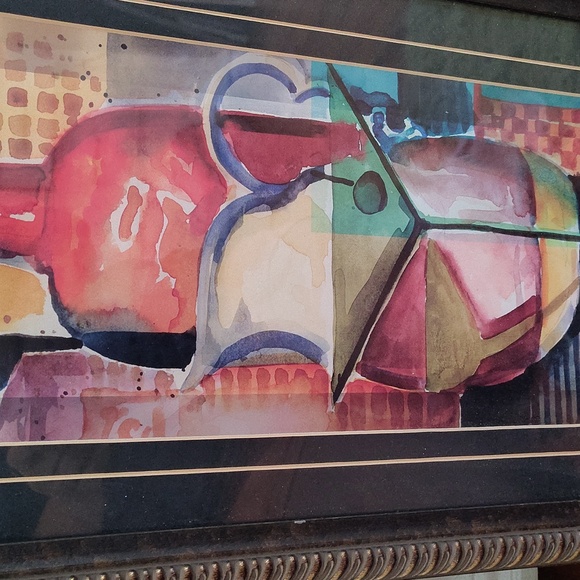 2 Abstract Framed Wine Paintings - Picture 4 of 4